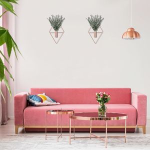 Ensemble de 4 jardinières suspendues géométriques bohèmes modernes, eucalyptus artificiel, vase en métal, plantes d'intérieur, étagères murales - Product Image 3