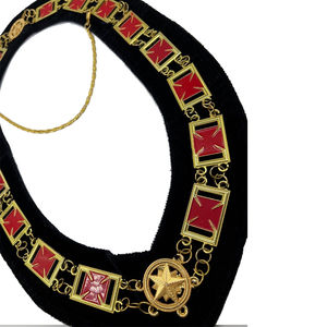 Collier de Trésorier du Rite écossais, Régalia Maçonnique Personnalisée en Velours Bordeaux, Collier d'Officier Brodé avec Chaîne - Product Image 6