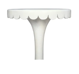 <b>White</b> Round Pedestal <b>Coffee</b> <b>Table</b> Scalloped Tabletop Accent Side <b>Table</b> for Living Room - Product Image 5