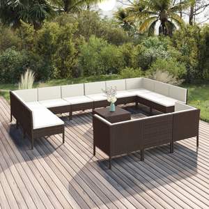 Ensemble de salon de jardin brun avec coussins, 10+ places, mobilier d'extérieur en rotin, design contemporain - Product Image 3