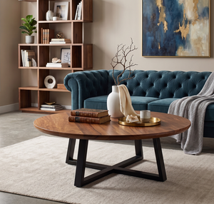Oval Wood Coffee Table with Tapered Legs Scandinavian Modern Living Room Furniture Center Table Decorative Home Use - Product Image 5