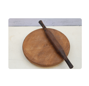 Traditional Solid Wood Chakla With Belan Set Handmade <b>Rolling</b> Board And <b>Rolling</b> <b>Pin</b> For Indian Roti Chapati Dough Preparation - Product Image 2