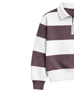 Sweat-shirt à col zippé rayé violet et blanc pour homme, pull en molleton décontracté pour l'hiver, fabricant OEM personnalisé - Product Image 3