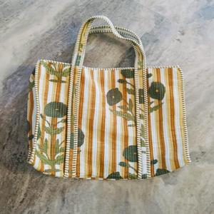 Quilted Cotton Geometric Pattern <b>Tote</b> <b>Bag</b> with Zipper Closure Shopping & Travel <b>Bag</b> - Product Image 1