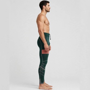 Leggings de compression intégrale pour hommes, motif géométrique, taille à cordon de serrage, tissu Spandex Nylon, collants de sport - Product Image 5