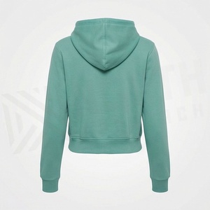 Women Long Sleeve <b>Hoodies</b> Crop Top Autumn <b>Thin</b> Hooded Cropped Pullover Lightweight Sweatshirt Trendy Customized Color - Product Image 2