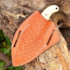 Cuchillo de caza de hoja fija de acero inoxidable con espiga completa, 58 HRC, afilado como una navaja, para camping, con mango de hueso de camello y madera, DIY - Product Image 6