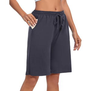 Shorts Deportivos Básicos Cómodos para Mujer, Cintura Alta, Pierna Ancha, Tejido Suave, Ecológicos, Transpirables, con Bolsillos, Corte Regular - Product Image 2
