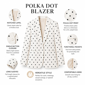 Cosh International Sorority Sisterhood Polka Dot Stylish OEM ODM Warm Winter Wear Breathable Long Sleeve Blazer <b>Coat</b> - Product Image 6