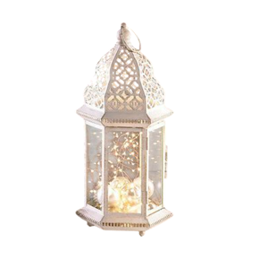 Lanterne suspendue marocaine, décoration d'intérieur, lanterne en verre/métal blanche pour patio, salon et mariage, décoration de table - Product Image 5