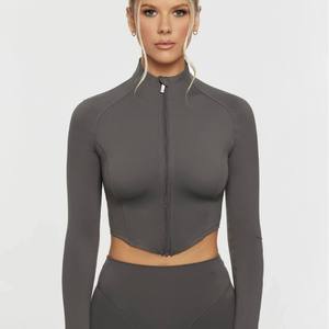 Veste de sport/yoga haute extensibilité pour femme, automne/hiver, avec col montant et fermeture éclair, idéale pour l'entraînement et le fitness – Collection automne - Product Image 1