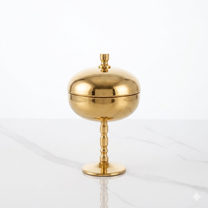 Moderno y Lujoso Tarro de Dulces de Acero Inoxidable con Acabado Espejo y Tapa Metálica, Elegante Contenedor de Dátiles con Pedestal para Decoración de Ramadán - Product Image 6
