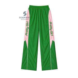 Alpha | Kapa | Alpha Nylon Windbreaker <b>Set</b> AKA Green And Pink Athletic Loose Fit Track Suit Women's Color-Block Joggers <b>Set</b> - Product Image 4