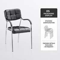 Chaise de bureau moderne en similicuir PVC, avec base chromée à quatre pieds, pour visiteurs, réception, conférence, consultation, hôtel, hôpital, école