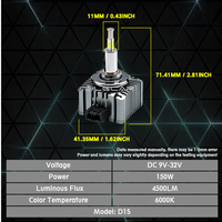 Bombillas LED para Faros Delanteros AILECAR RT4 D1S, 150W 4500LM 6000K, Kit de Conversión de Xenón HID, Iluminación Automática de 360 Grados, 9V-32V