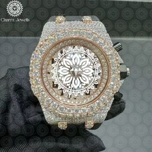 Reloj de Lujo para Hombre Charm_Jewells, de Acero Inoxidable, Caja Cuadrada de 43 mm, Bisel con Diamantes, Cronógrafo Mecánico Analógico - Product Image 1