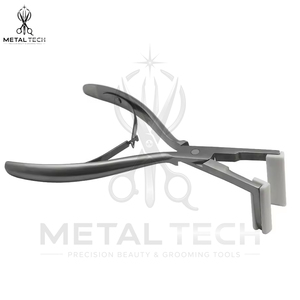 Pince à presser pour extensions de cheveux, double pack, cadre en métal argent satiné et noir mat, mâchoires en silicone blanc, outil de pose de bandes adhésives - Product Image 4