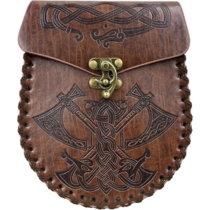 Sporran écossais personnalisé en cuir véritable, pochette des Highlands, design celtique viking gaufré, accessoire traditionnel pour kilt, vente en gros - Product Image 6