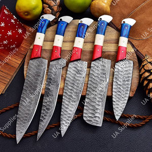 Hammered Blade Damascus Steel Industrial Grade Hand Forged Eco-Friendly Chef <b>Set</b> Ergonomic Durable Full Tang Professional Wood - Product Image 4