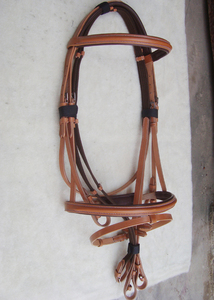 Bridon de cheval en cuir anatomique de qualité supérieure avec rênes rembourrées pour dressage anglais, chasse et saut d'obstacles |   Équipement d'équitation - Product Image 2