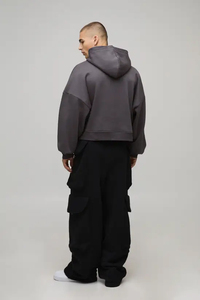 Sudadera con Capucha para Hombre, Color Sólido, Corte Holgado, Manga Larga, Estilo Urbano Informal, 100% Algodón, Peso Medio, para Otoño - Product Image 3