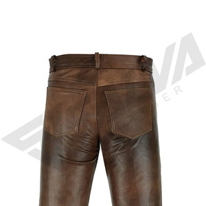 Pantalon d'hiver léger en similicuir PU imperméable pour homme, couleur marron uni, bonne qualité, personnalisable, vente chaude - Product Image 5