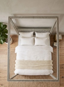 Moderna Cama con Dosel de Madera Tamaño King con Patrón Decorativo Tallado a Mano, Muebles para Dormitorio - Product Image 3