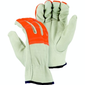 Cowhide Grain Leather Reflective Anti-Slip Adjustable Wristlet Safety <b>Gloves</b> Soft Comfortable Heavy Duty Industrial Work - Product Image 1