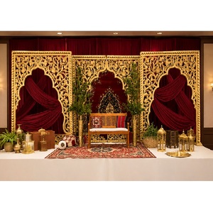 Mughal Palace-Style Mehrab <b>Arch</b> Panels For Islamic Weddings Royal Mughal Style Wedding Backdrop Golden Fiber <b>Frame</b> Stage Setup - Product Image 1