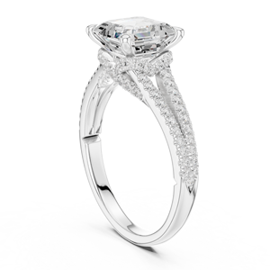 แหวนทองคำขาว 14k แบบแยกส่วน ประดับเพชรทรง Asscher เพาะเลี้ยงในห้องปฏิบัติการ ได้รับการรับรองจาก GRA สำหรับผู้หญิง เหมาะสำหรับงานหมั้นและงานแต่งงาน - Product Image 4