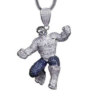 Joyería Hip Hop Plateada para Fans de Marvel: Colgante de Moissanita Helada de Hulk Verde de Los Vengadores - Product Image 4