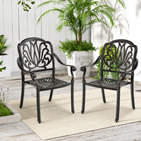 Ensemble de chaises de patio en métal noir, fauteuils de jardin d'extérieur à dossier en volute, mobilier de terrasse et balcon, paire de sièges pour pelouse, café, patio