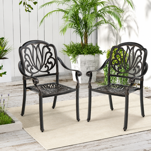 Conjunto de Sillas de Patio de Metal Negro, Sillones de Jardín con Respaldo Curvo, Muebles de Terraza para Balcón, Par de Asientos para Jardín, Cafetería, Patio - Product Image 3