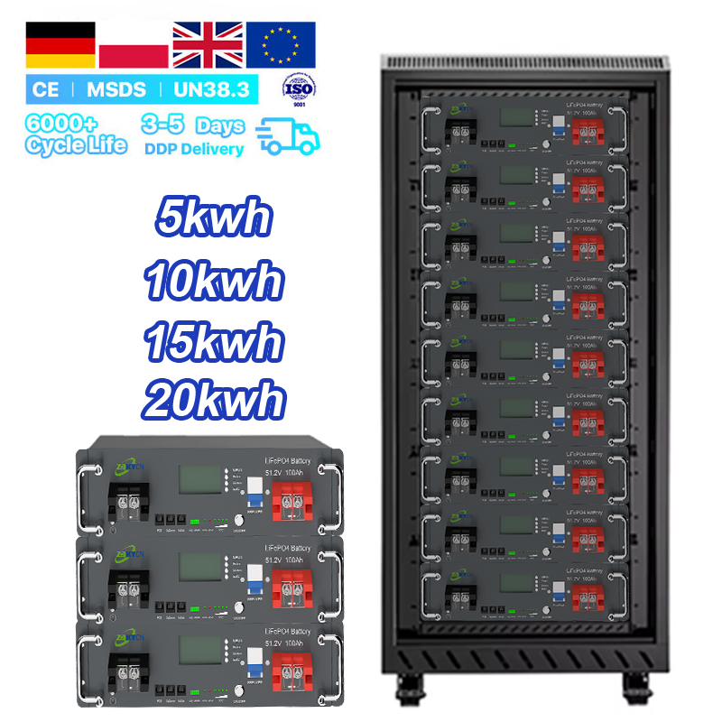 PL UA Stock 48 В LiFePO4 аккумулятор для хранения энергии 51,2 В 100Ah 150Ah 200Ah 300Ah 5kw-30kwh стеллаж контейнер 6000 солнечных батарей + циклы