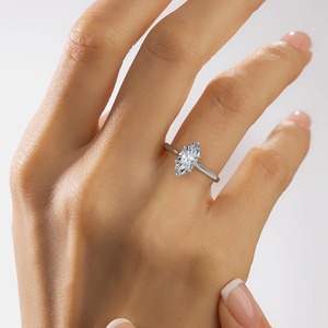 Anillo de Compromiso Solitario con Diamante Cultivado en Laboratorio de Corte Marquesa de 1.50 Quilates, Oro Blanco de 14K, Joyería Nupcial Personalizada - Product Image 3