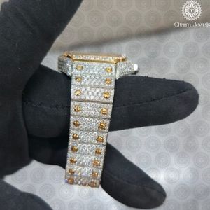 Charm_Jewells Luxury Yellow Gold Watch Round Case 42mm Analog Quartz Sapphire Crystal <b>Chronograph</b> Unisex Fashion - Product Image 3