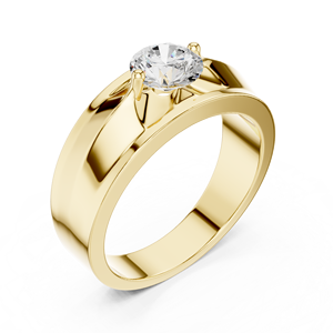 Bague de déclaration moderne pour homme en or jaune avec diamant de laboratoire – Bijou de mariage large et contemporain avec diamant - Product Image 2