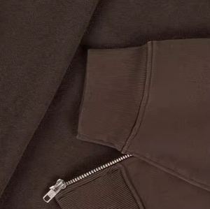 Sweat-shirt à capuche unisexe pour homme, en tricot uni, avec fermeture éclair, couleur marron foncé, tissu 100% coton 360g, vente en gros, logo personnalisé, vierge - Product Image 3