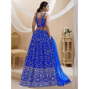 Lehenga Choli, créateur de georgette brodée bleue - Product Image 4