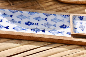 Juego de bandeja para servir con lazo de ensalada de madera totalmente reciclado personalizado, mango esmaltado a bajo precio para fiestas, colección de tendencias - Product Image 6