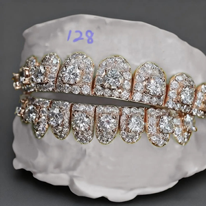 Grillz de Dientes Personalizados de Plata 925 con Incrustaciones de Diamantes Moissanite, Estilo Hip Hop, Joyería de Plata, Mejor Precio - Product Image 6