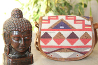 Tas selempang kulit Jacquard buatan tangan, tas selempang Multi guna desain Vintage baru