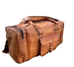 Handmade Large <b>Brown</b> <b>Tan</b> Genuine Leather Duffle Bag Personalized Foldable Weekender Sport Gym Travel Outdoor Tennis Use Custom - Product Image 1