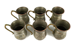 Juego de 6 Tazas de Cerveza de Metal Martillado Vintage con Asas, Borde de Cobre, Taza de Aluminio, Colección 2026, Juego de Tazas de Cobre Ayurvédicas - Product Image 6