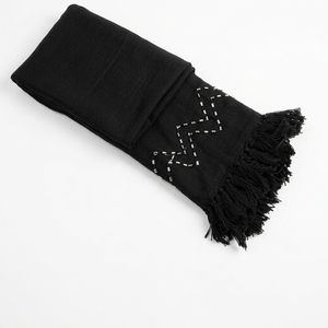 Zigzag <b>Throw</b> <b>Black</b> Woven Soft Fabric Solid Long Lightweight Decorative <b>Throw</b> <b>Blanket</b> Home Textile Scarves Shawls Sofa Bed - Product Image 1