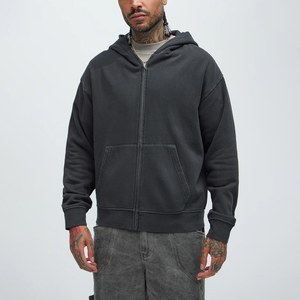 Low Moq Casual Style Plain Heavy Oversized Men Zip Hoodies Men Zipper Hoodie Acid Washed Hoodies Made in Pakistan - Product Image 1