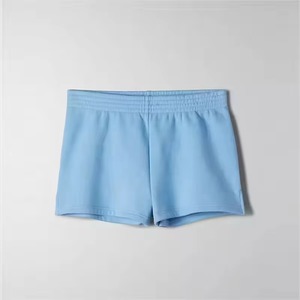 Ensemble survêtement décontracté pour femme, bleu clair, avec crop top à capuche et short en molleton, couleur unie, coupe ample, collection printemps, prix de gros - Product Image 5