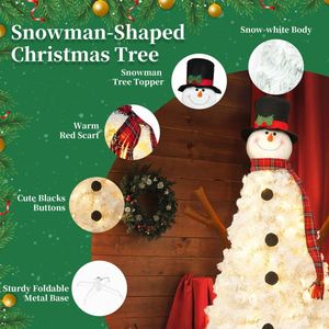 Albero di Natale a Forma di Pupazzo di Neve Pre-Illuminato da 120 cm con 100 Luci, 380 Punte di Rami in PVC, Albero Artificiale Realistico e Festivo - Product Image 4