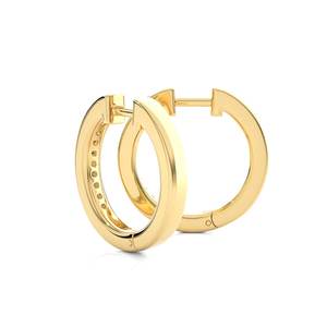 Round Brilliant Cut Lab Grown Diamond Solid Gold Minimalist <b>Earring</b> Bulk Wholesale Price Channel Set Diamond Hoop <b>Earrings</b> - Product Image 4