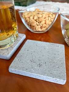 Natural Basaltina Marble Square Coasters Handmade Stone Drink Rest Homeware Set - Product Image 5